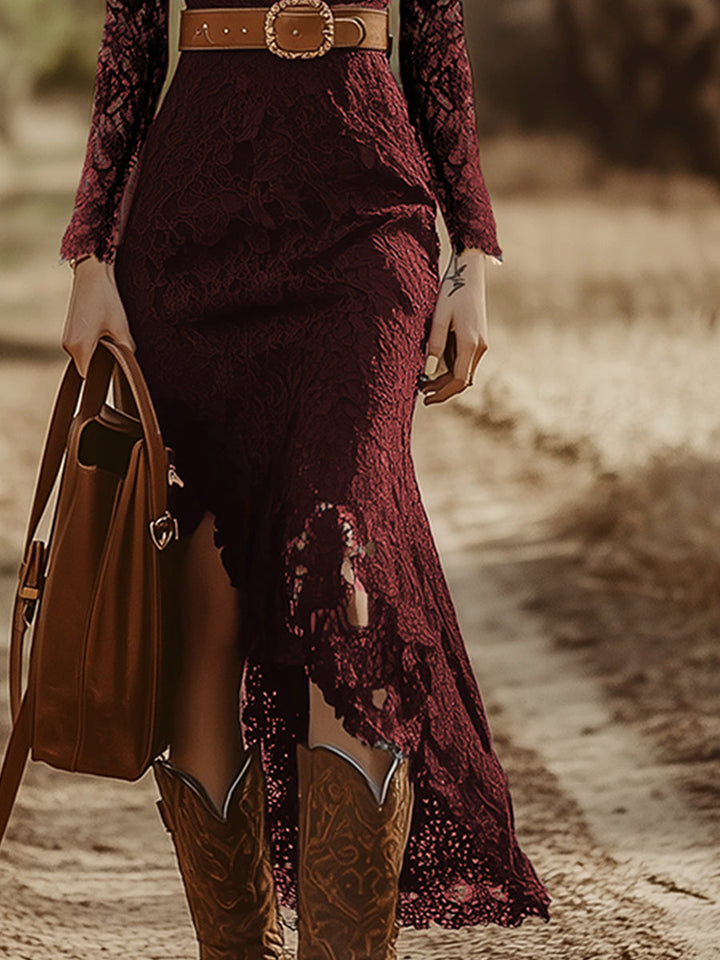 Rosemary Getailleerde Midi Jurk met V-hals
