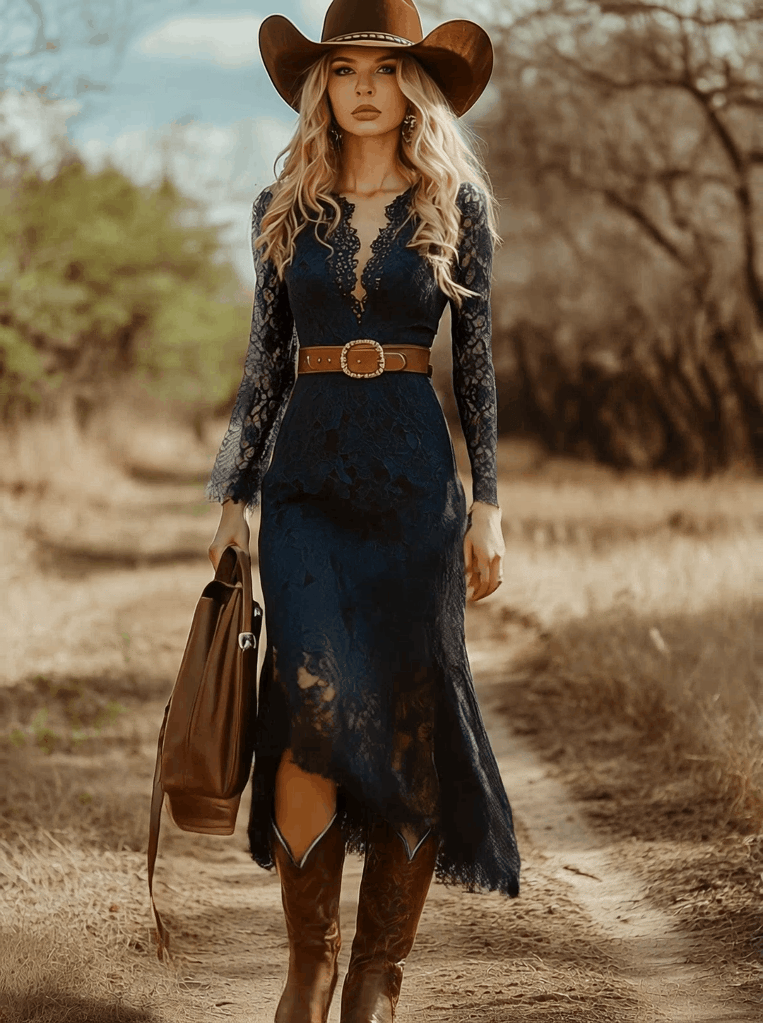 Rosemary Getailleerde Midi Jurk met V-hals