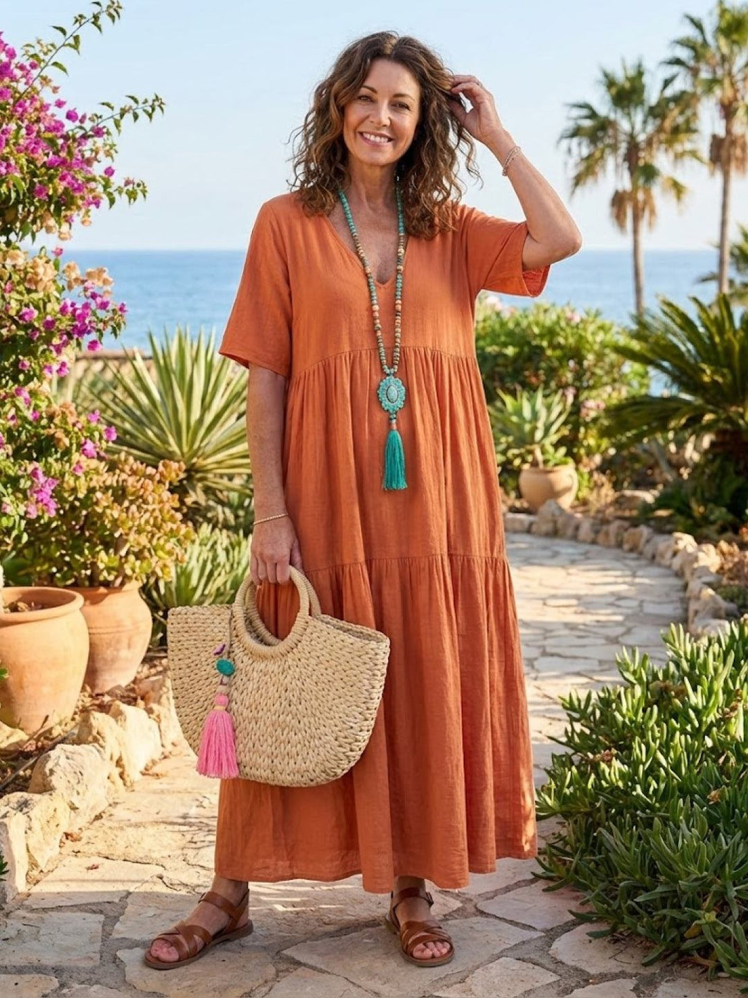 Sienna Stijlvolle Maxi Jurk met V-hals