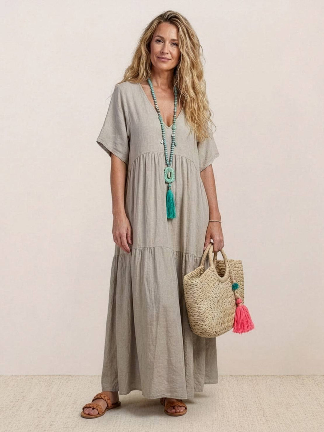 Sienna Stijlvolle Maxi Jurk met V-hals