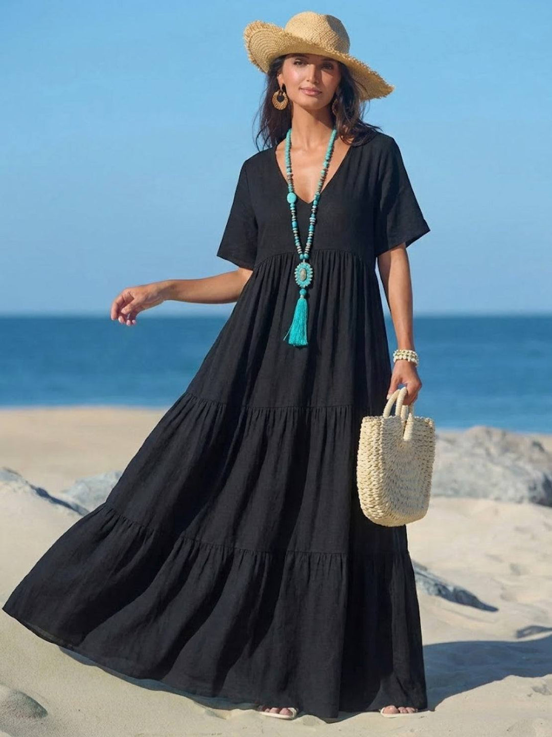 Sienna Stijlvolle Maxi Jurk met V-hals