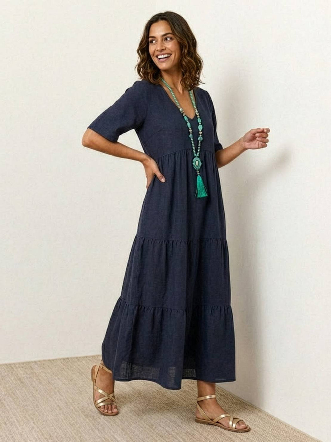 Sienna Stijlvolle Maxi Jurk met V-hals