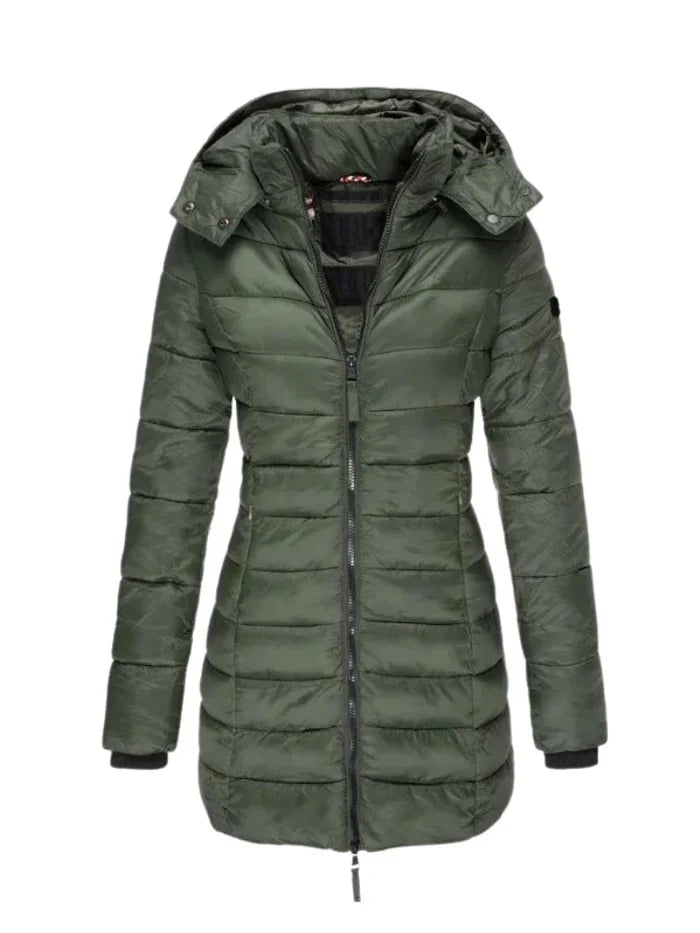 Lange Winterjas | Dames jas met getailleerd design en waterafstotende stof