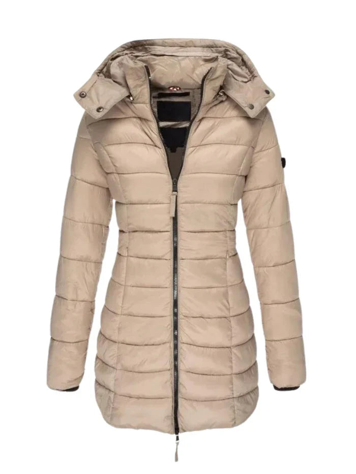 Lange Winterjas | Dames jas met getailleerd design en waterafstotende stof