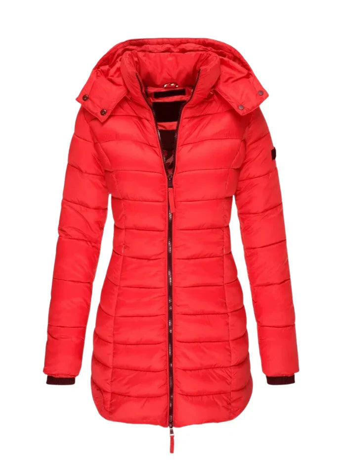 Lange Winterjas | Dames jas met getailleerd design en waterafstotende stof