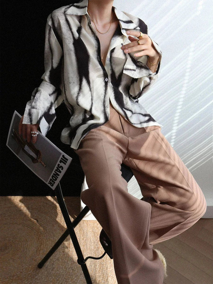Aria Lange Blouse met Grafische Print