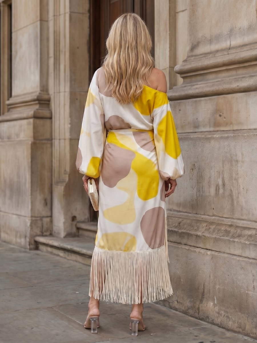 Aria Kerstjurk met Grafische Print