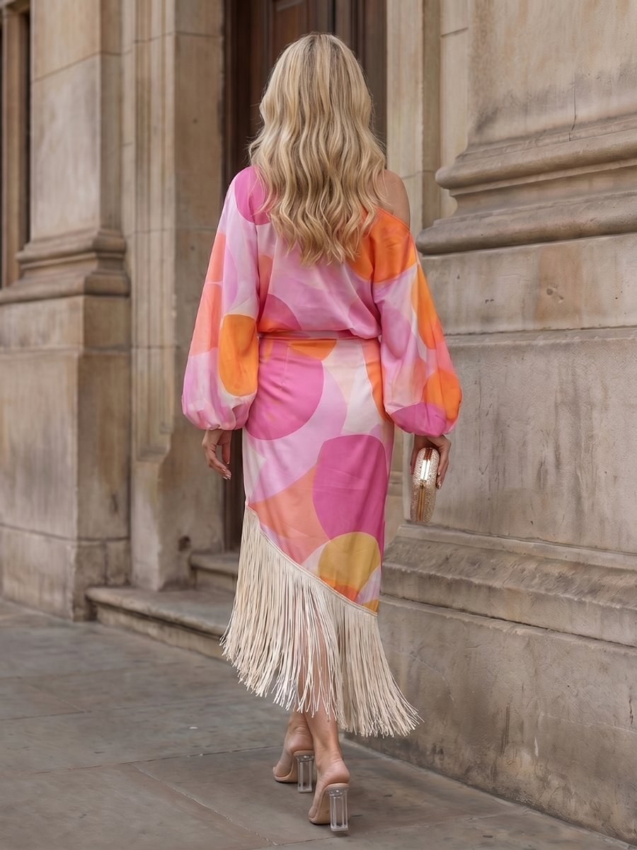 Aria Kerstjurk met Grafische Print