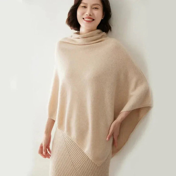Olivia Gebreide Cape met Rolkraag