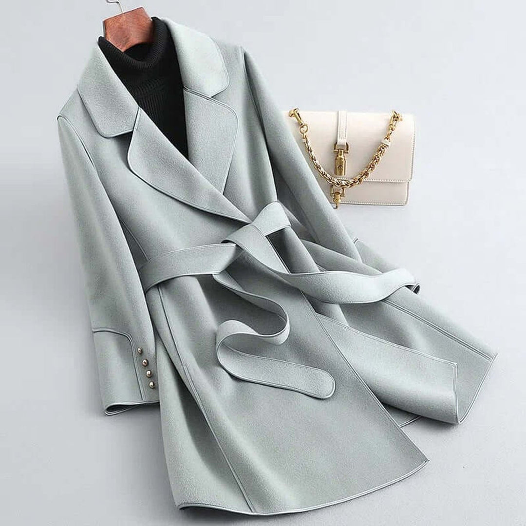 Rosie Lange Wollen Trenchcoat met Taillegordel