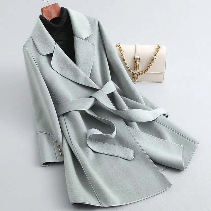 Rosie Lange Wollen Trenchcoat met Taillegordel