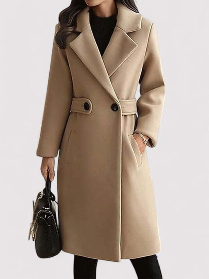 Freya Lange Wollen Trenchcoat met Knoopsluiting