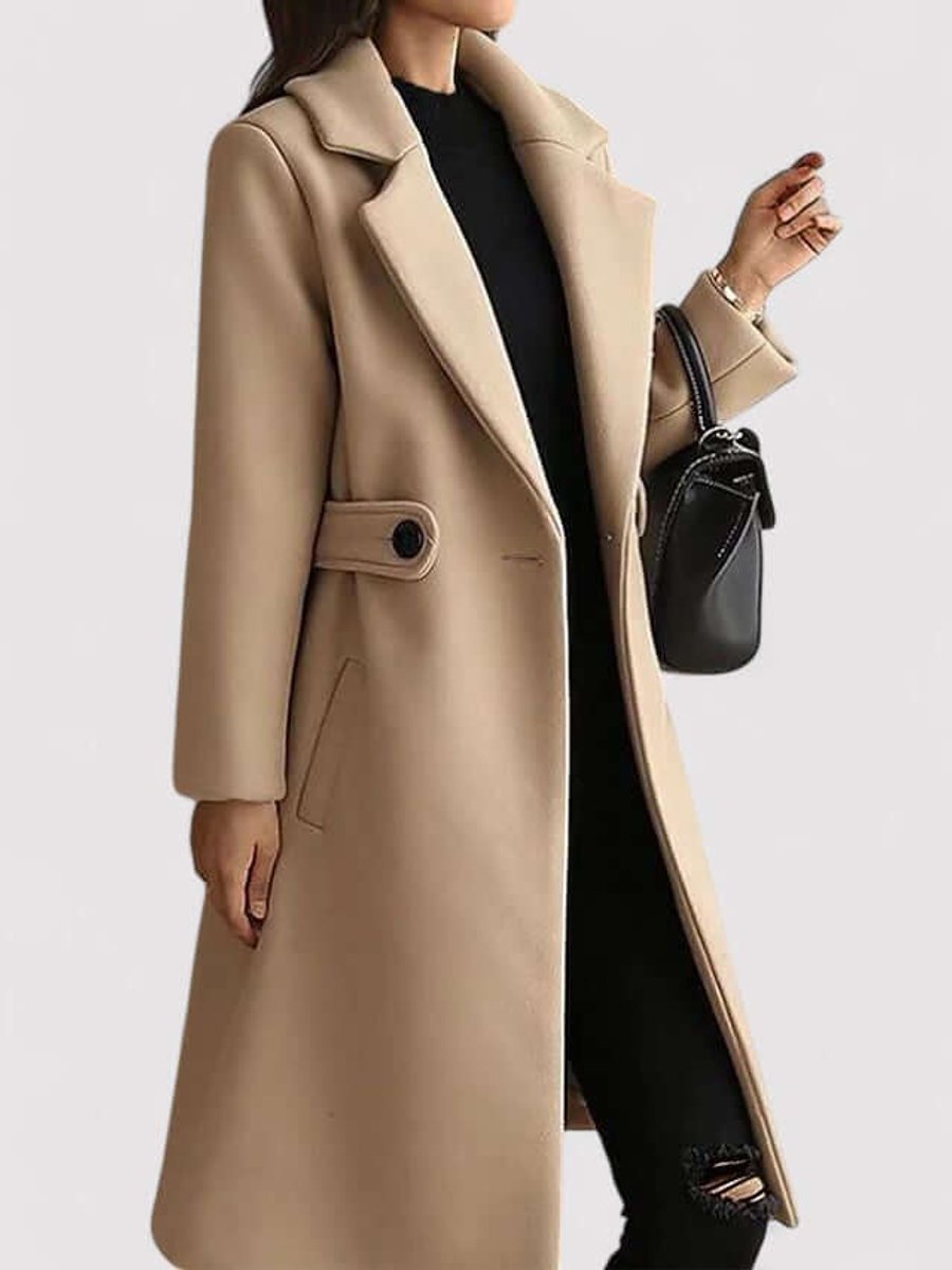 Freya Lange Wollen Trenchcoat met Knoopsluiting