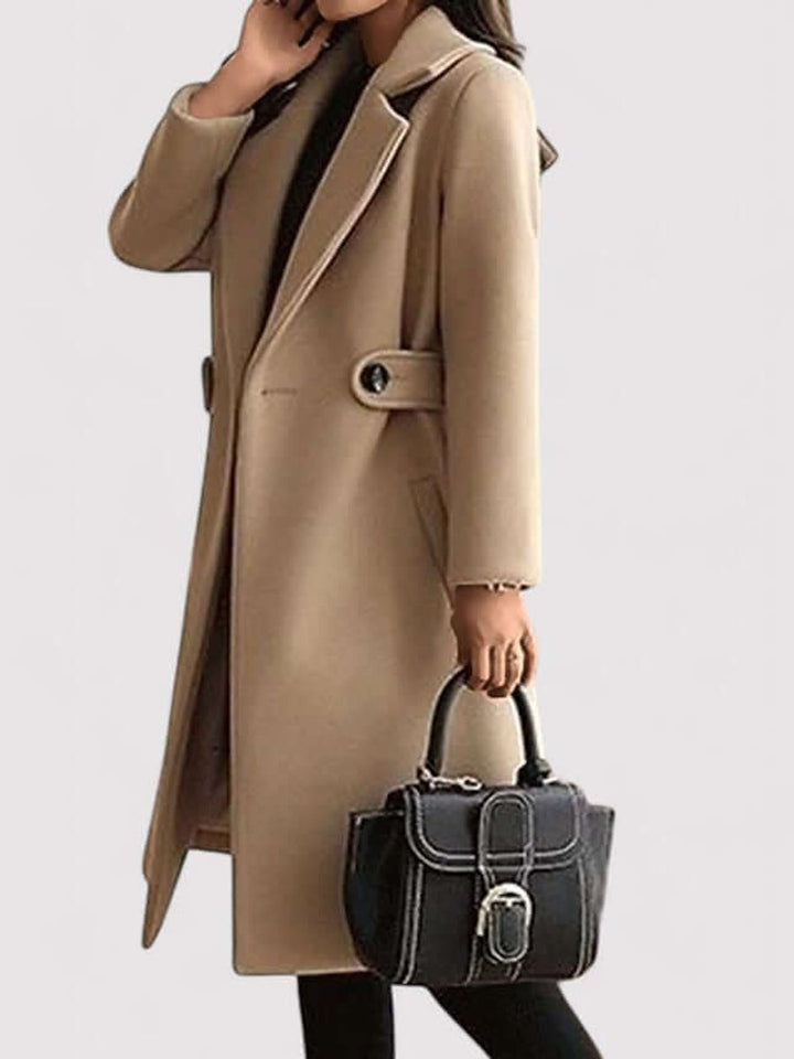 Freya Lange Wollen Trenchcoat met Knoopsluiting