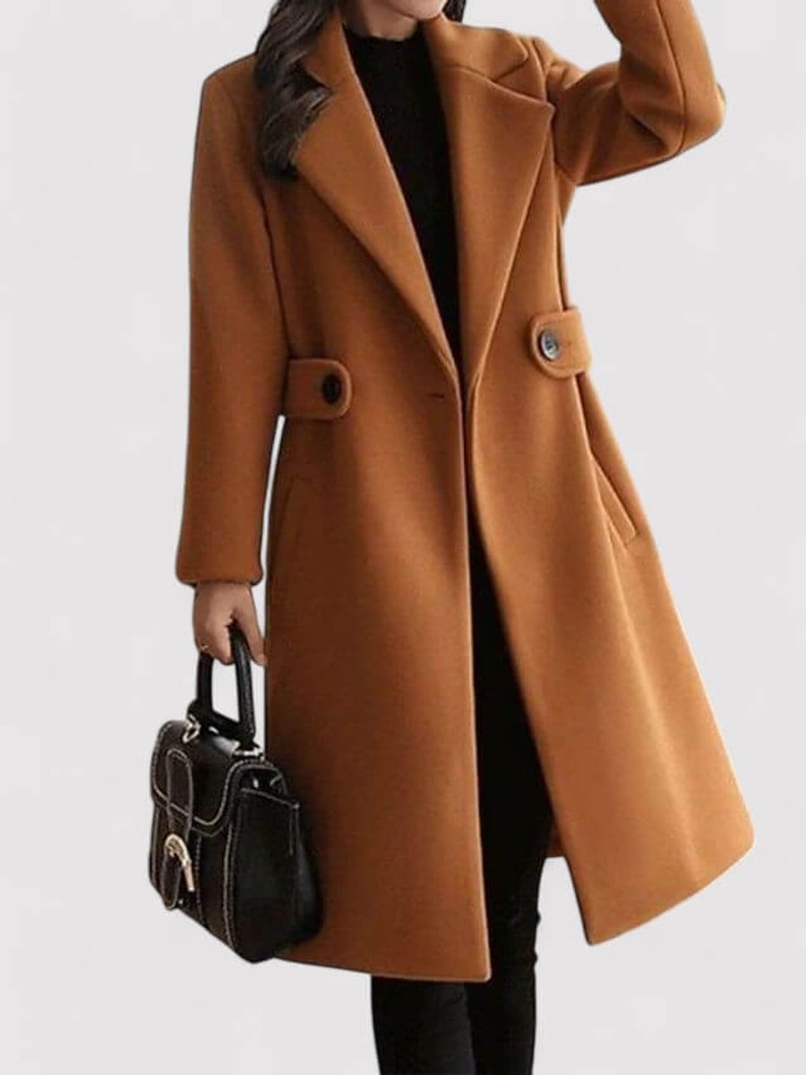 Freya Lange Wollen Trenchcoat met Knoopsluiting
