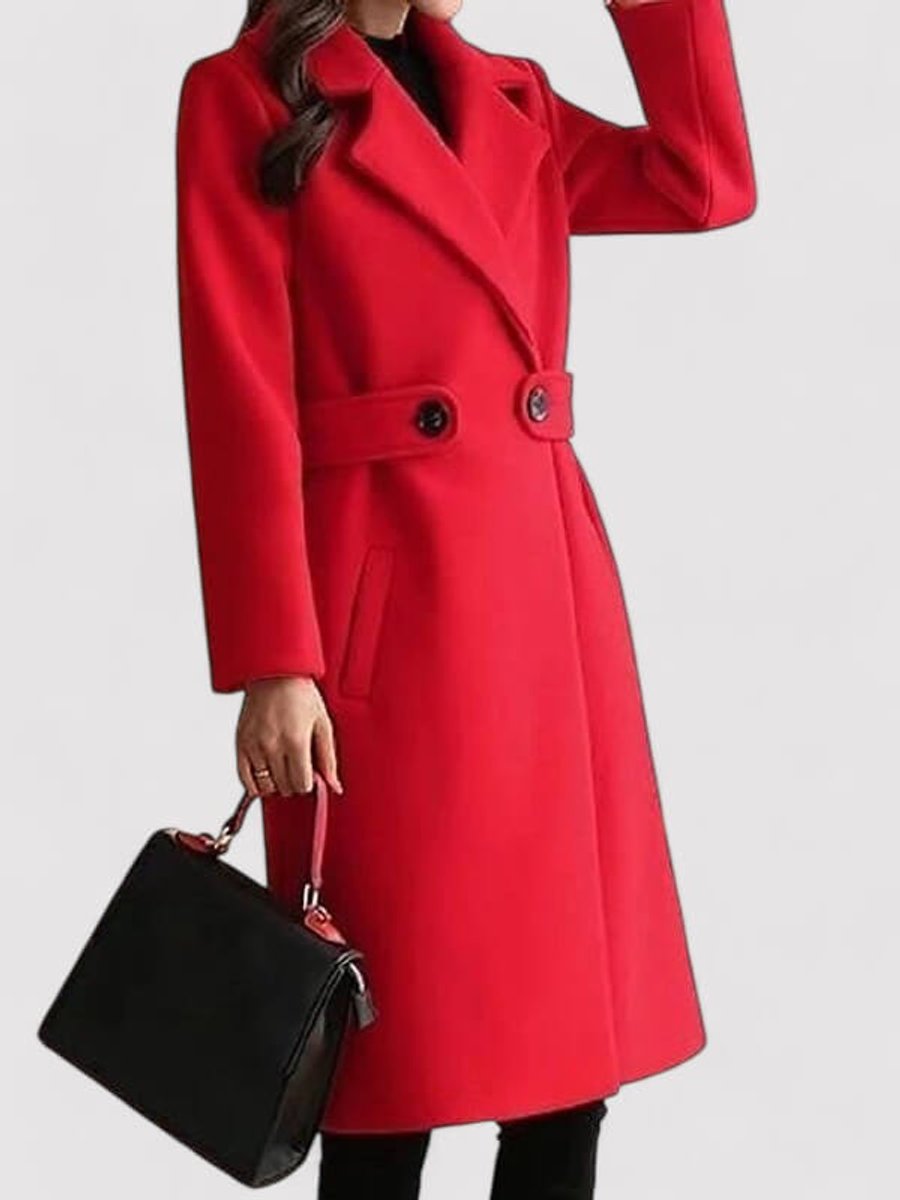 Freya Lange Wollen Trenchcoat met Knoopsluiting