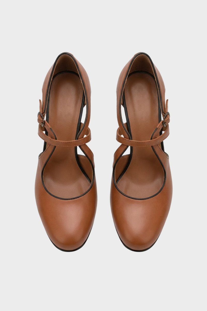 Olivia Leren Pumps met Stabiele Blokhak