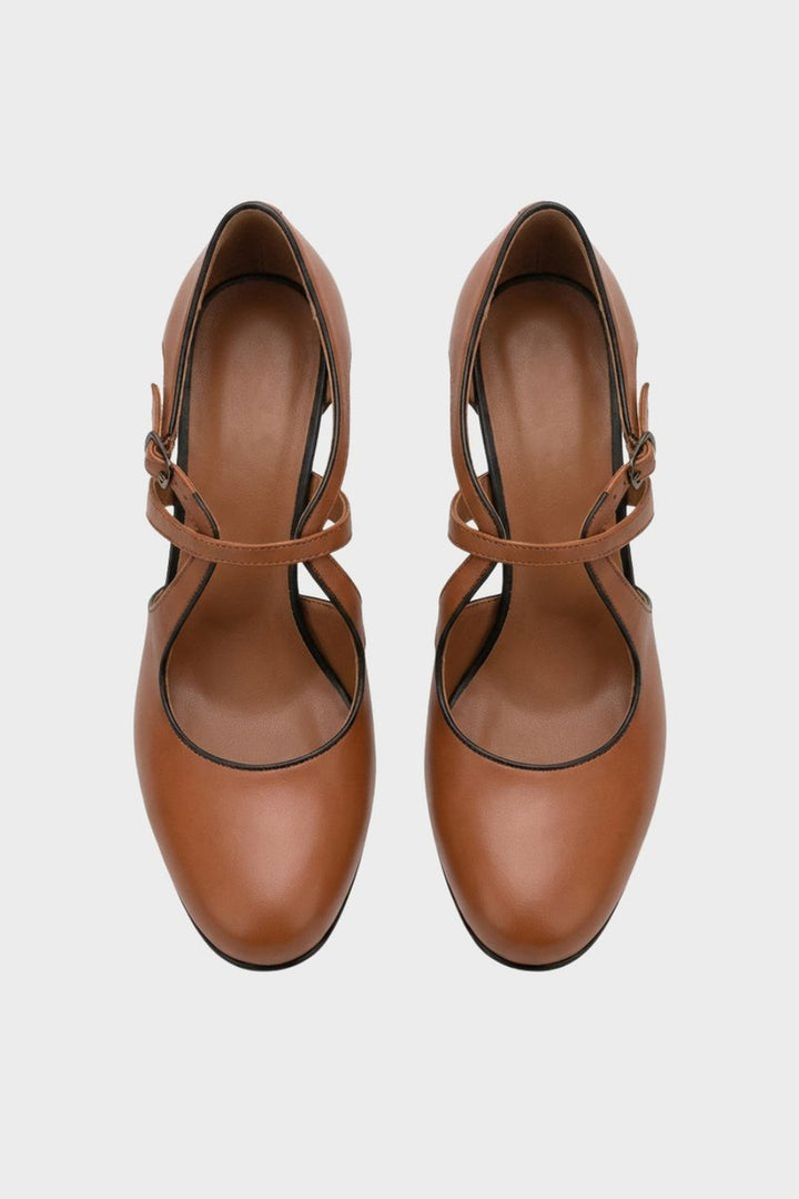 Olivia Leren Pumps met Stabiele Blokhak