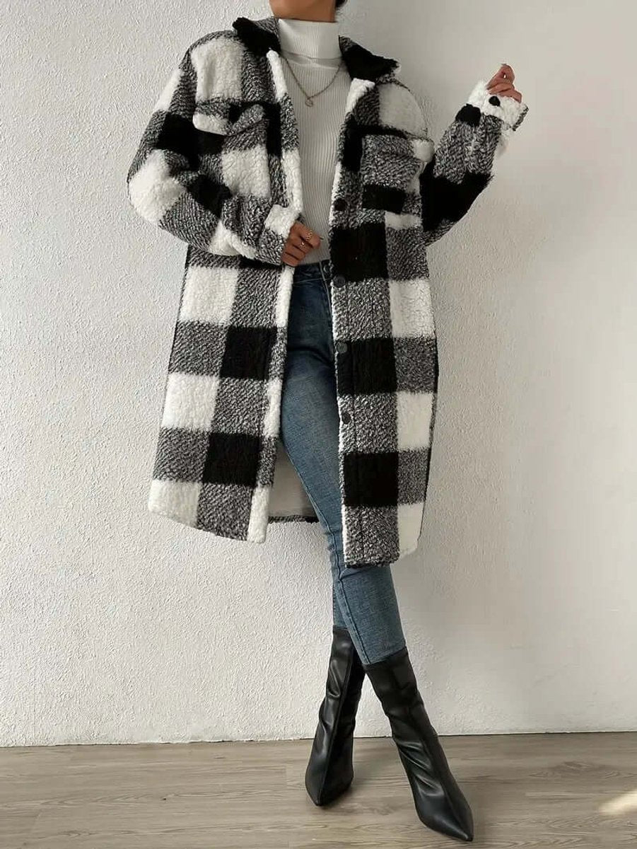 Scarlett Lange Fleece Teddyjas met Ruitprint