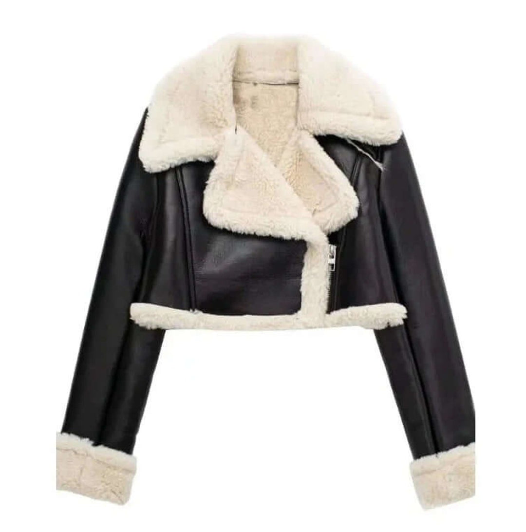 Florence Cropped Schapenvacht Leren Jas