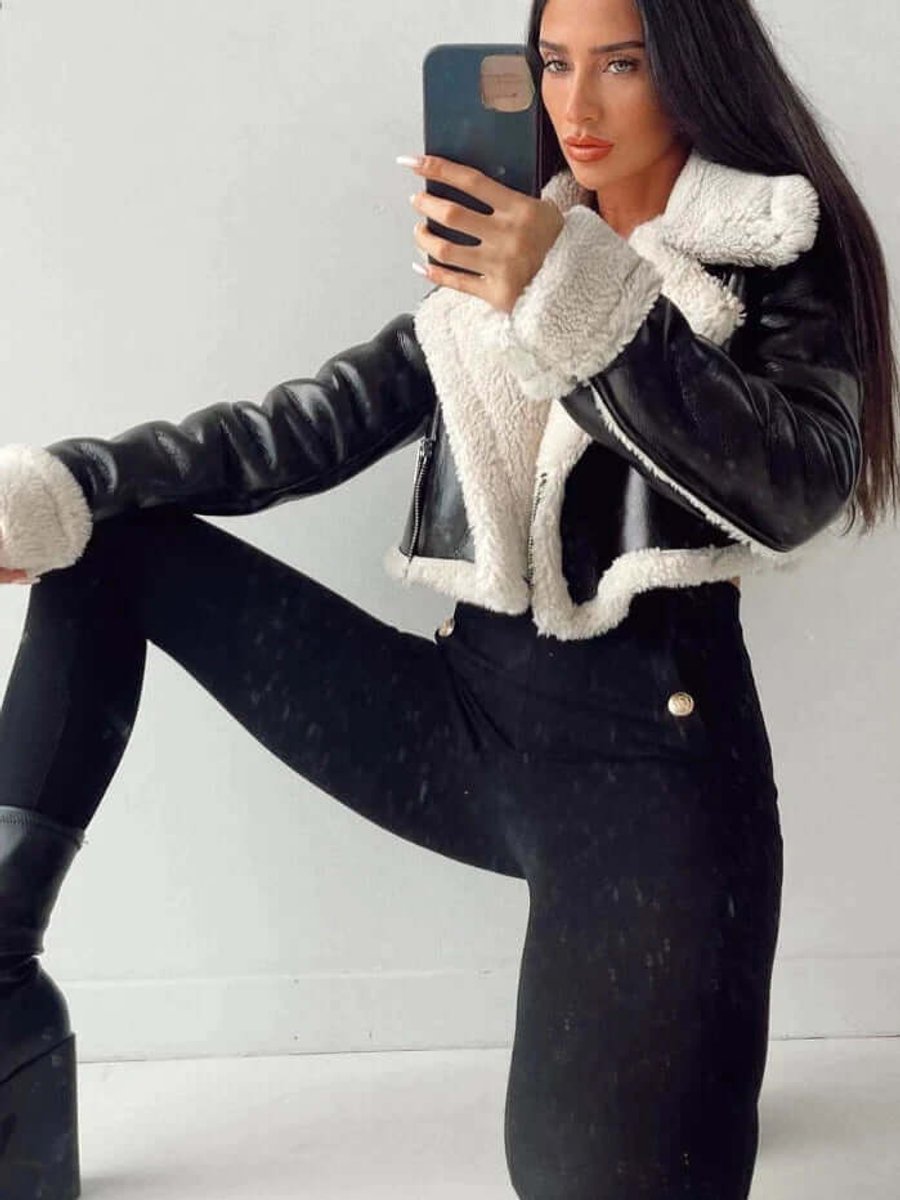 Florence Cropped Schapenvacht Leren Jas