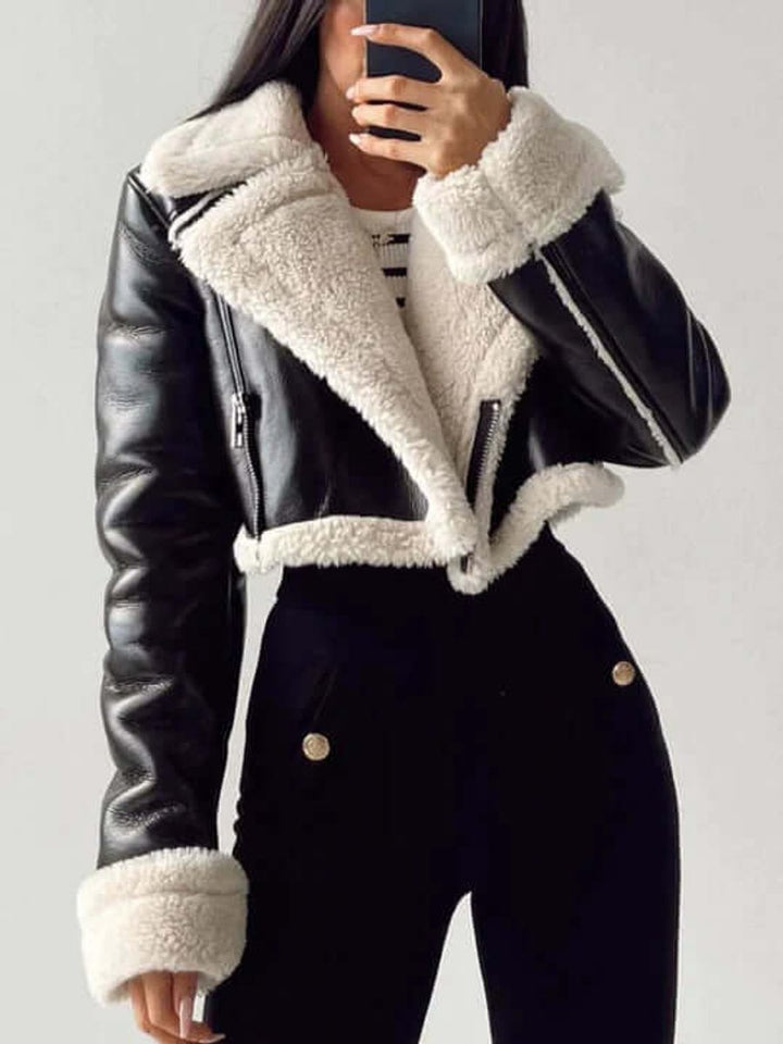 Florence Cropped Schapenvacht Leren Jas