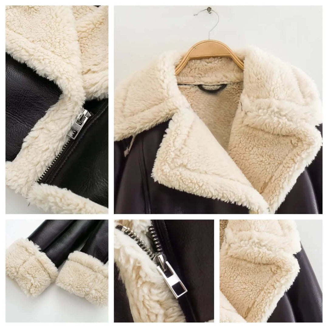 Florence Cropped Schapenvacht Leren Jas