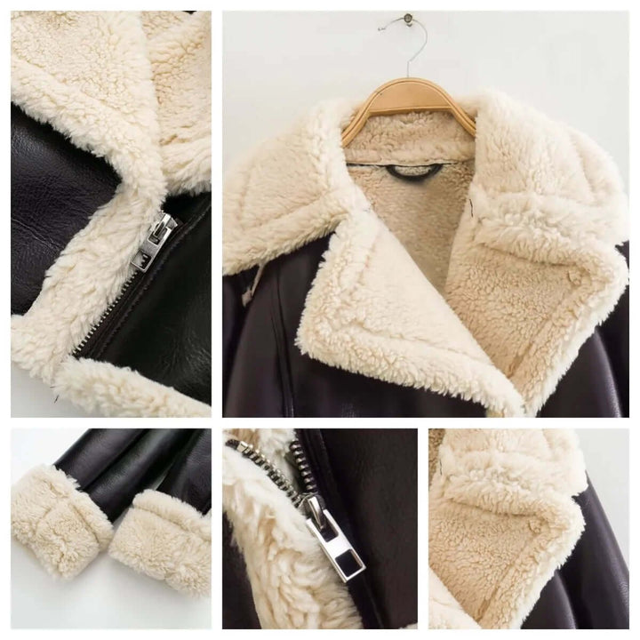 Florence Cropped Schapenvacht Leren Jas
