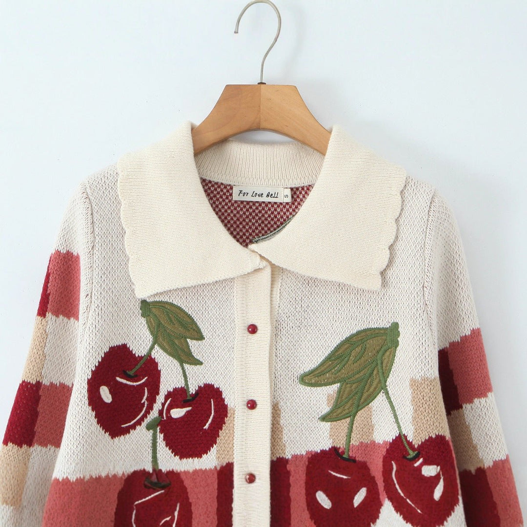 Ella Cropped Gebreide Winterjas met Ruitprint