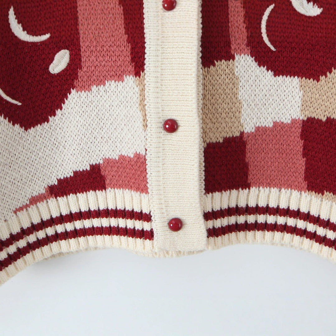Ella Cropped Gebreide Winterjas met Ruitprint
