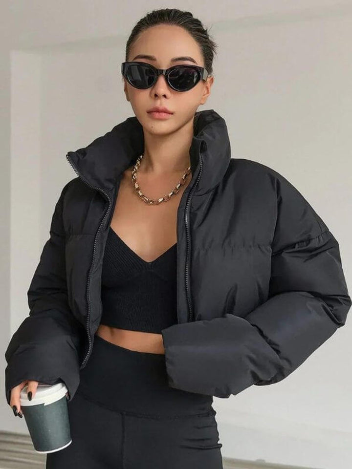 Phoebe Cropped Pufferjas met Staande Kraag