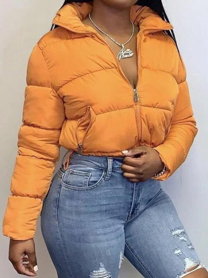 Phoebe Cropped Pufferjas met Staande Kraag