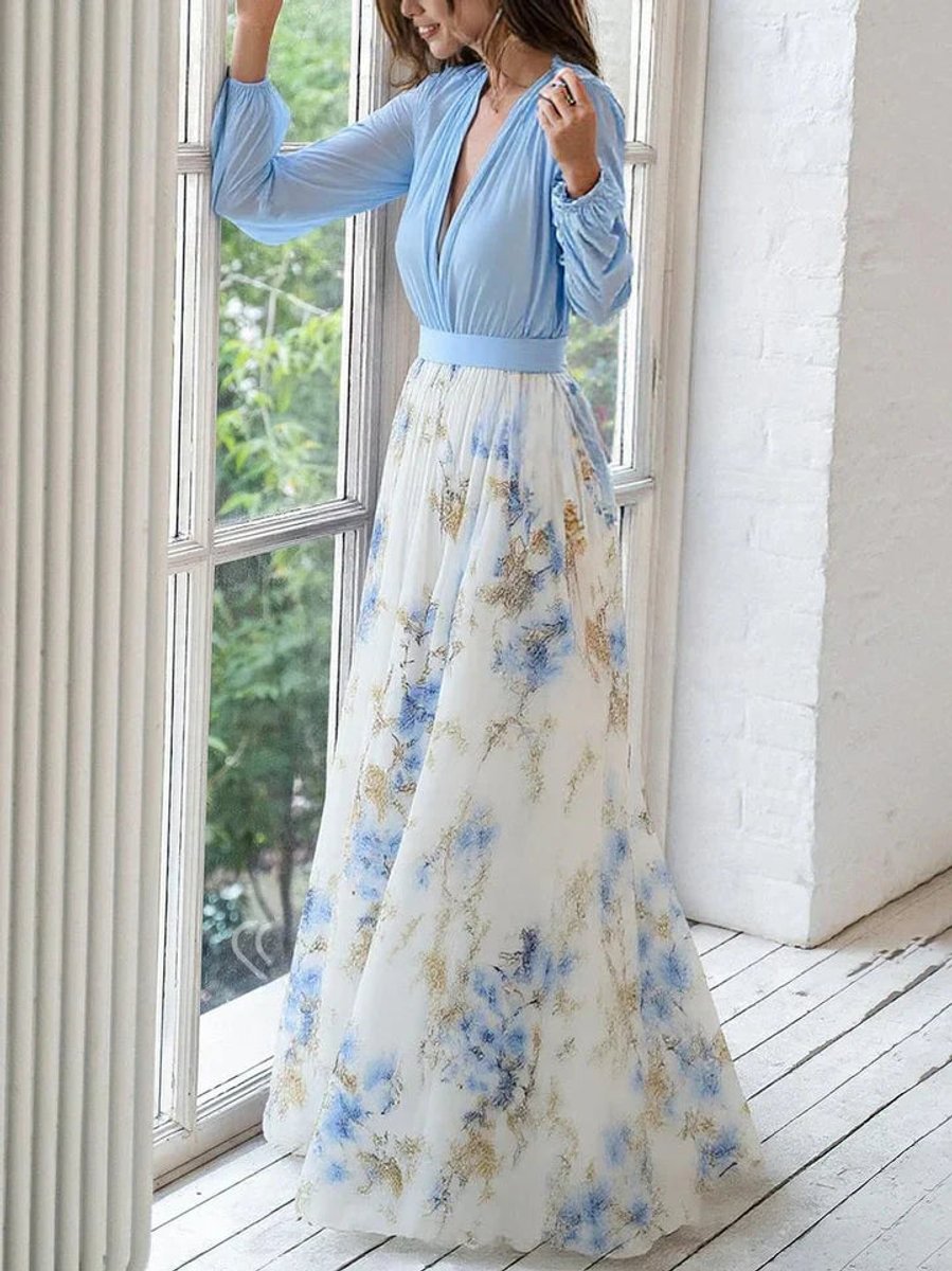 Sienna Chiffon Feestjurk met Bloemenprint