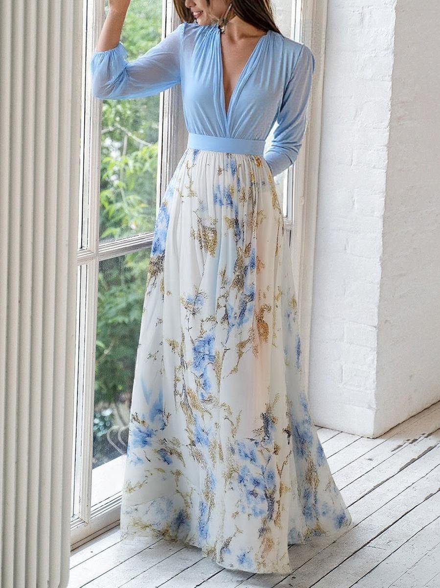 Sienna Chiffon Feestjurk met Bloemenprint