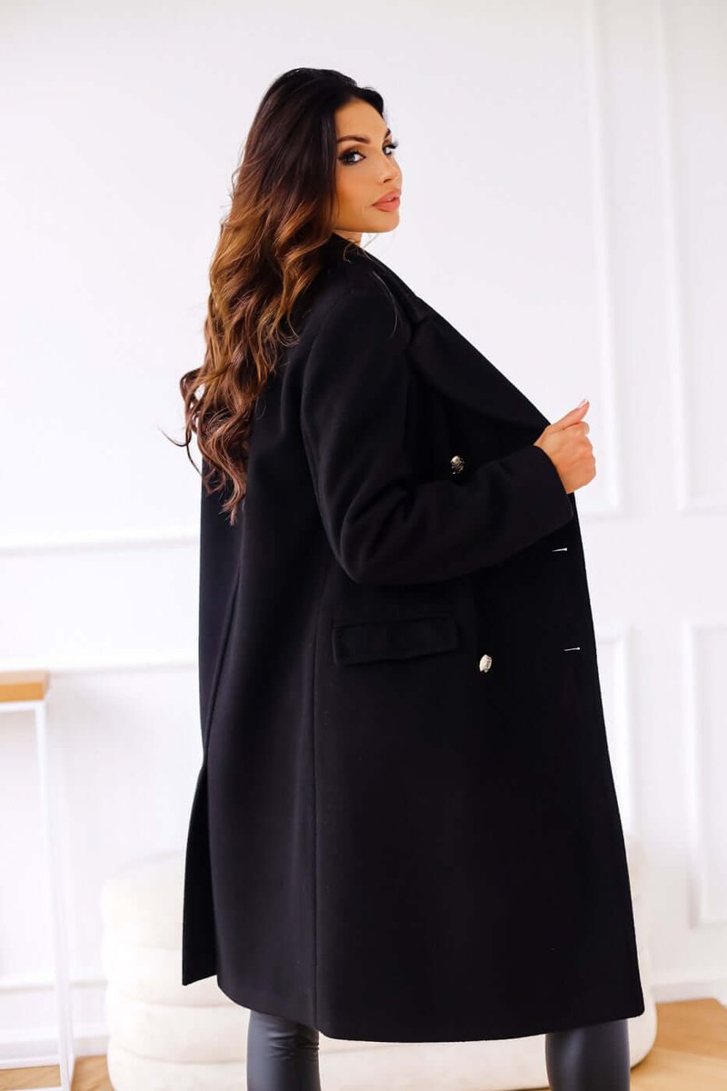 Isla Lange Wollen Trenchcoat met Reverskraag