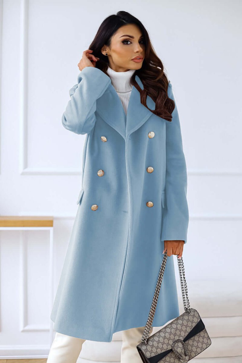 Isla Lange Wollen Trenchcoat met Reverskraag