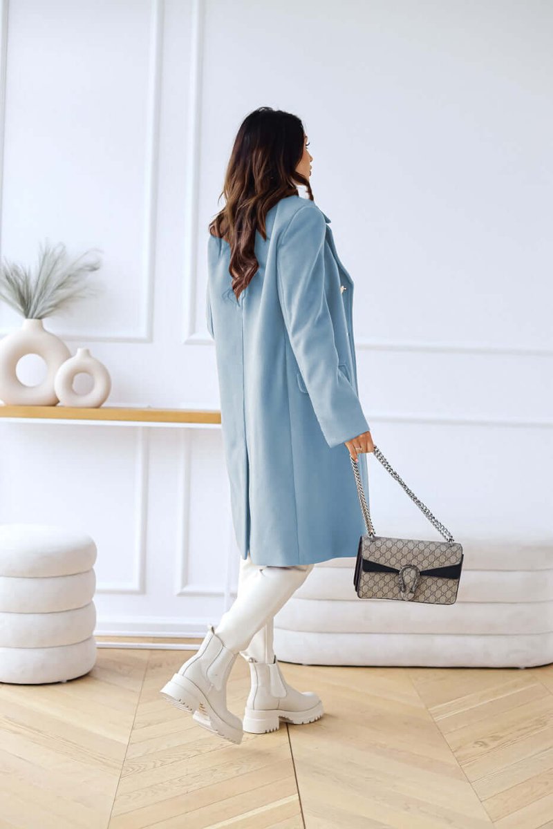 Isla Lange Wollen Trenchcoat met Reverskraag