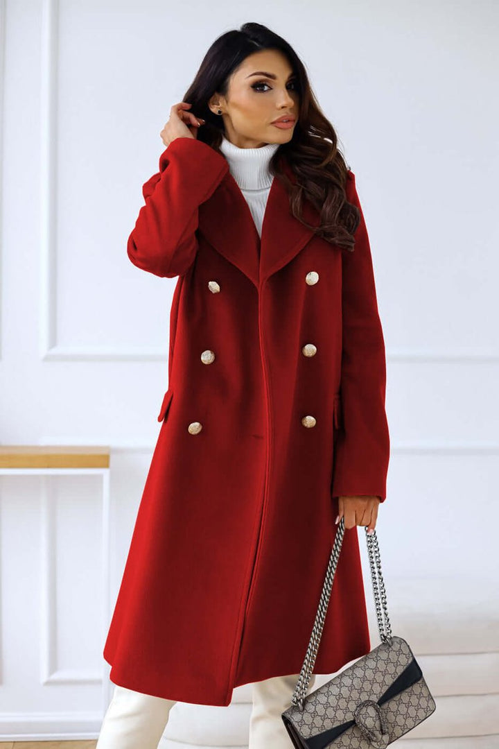 Isla Lange Wollen Trenchcoat met Reverskraag