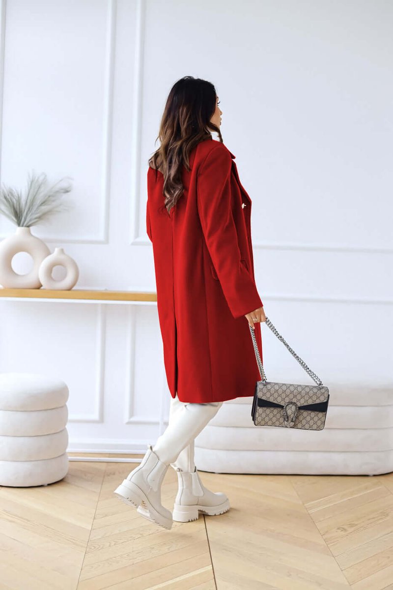 Isla Lange Wollen Trenchcoat met Reverskraag