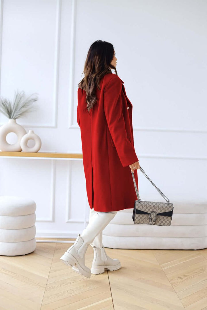 Isla Lange Wollen Trenchcoat met Reverskraag