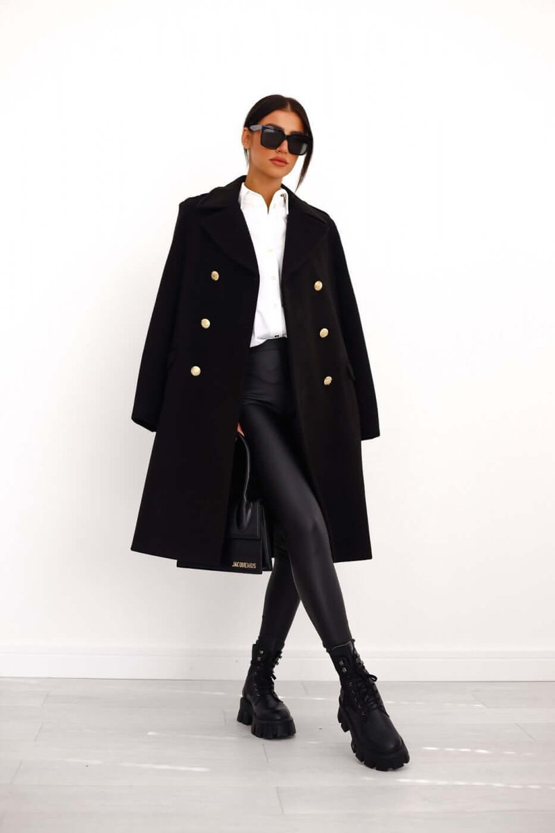Isla Lange Wollen Trenchcoat met Reverskraag