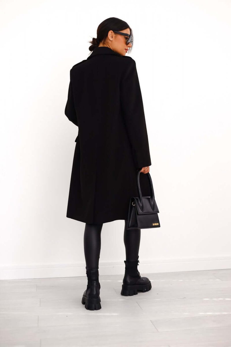 Isla Lange Wollen Trenchcoat met Reverskraag