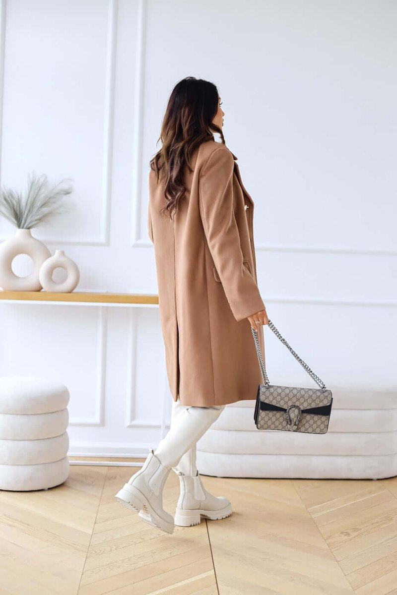 Isla Lange Wollen Trenchcoat met Reverskraag