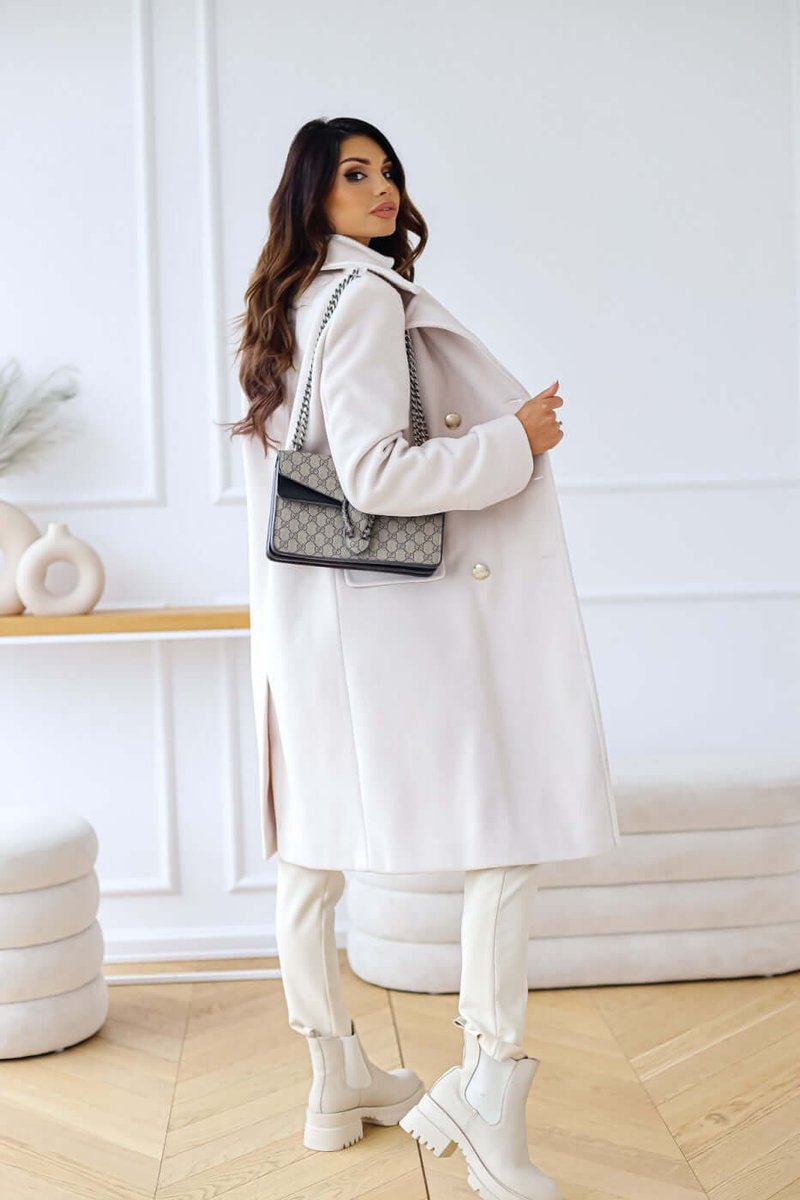 Isla Lange Wollen Trenchcoat met Reverskraag