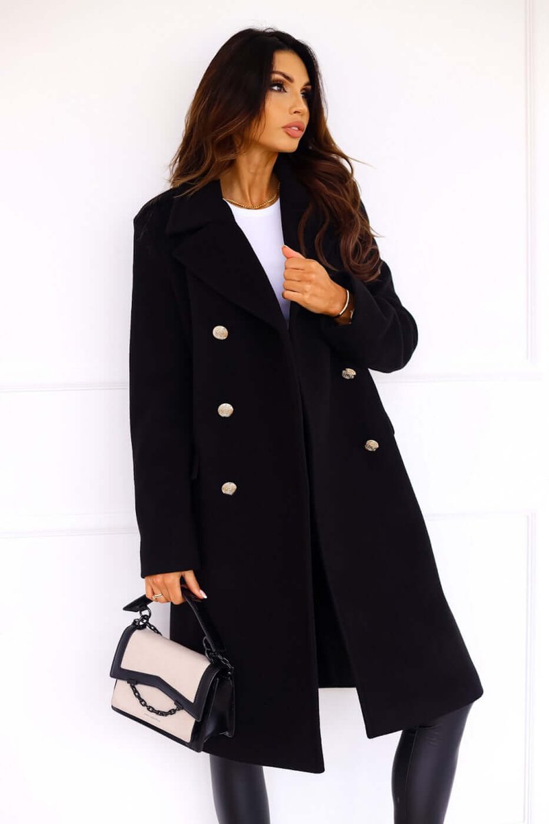 Isla Lange Wollen Trenchcoat met Reverskraag