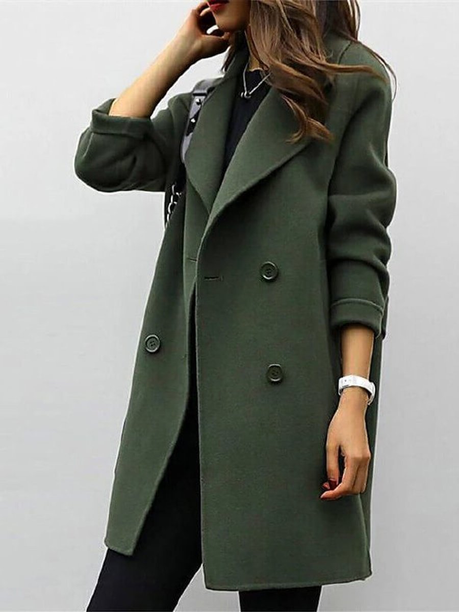 Grace Lange Wollen Trenchcoat met Knoopsluiting