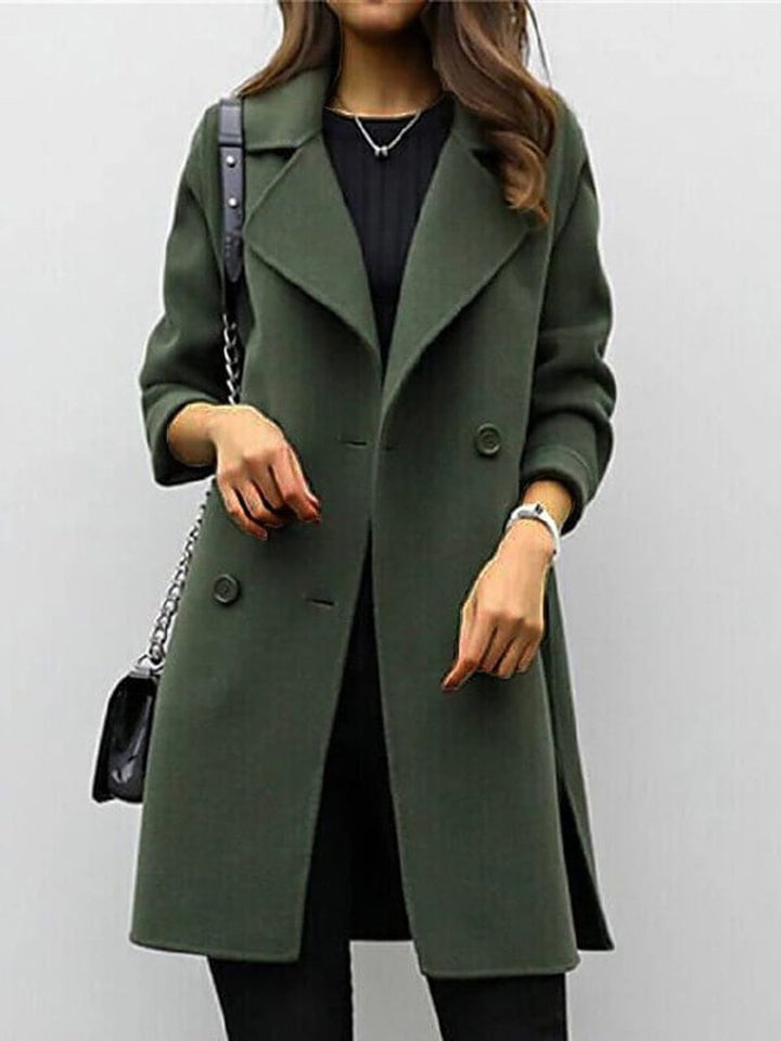 Grace Lange Wollen Trenchcoat met Knoopsluiting