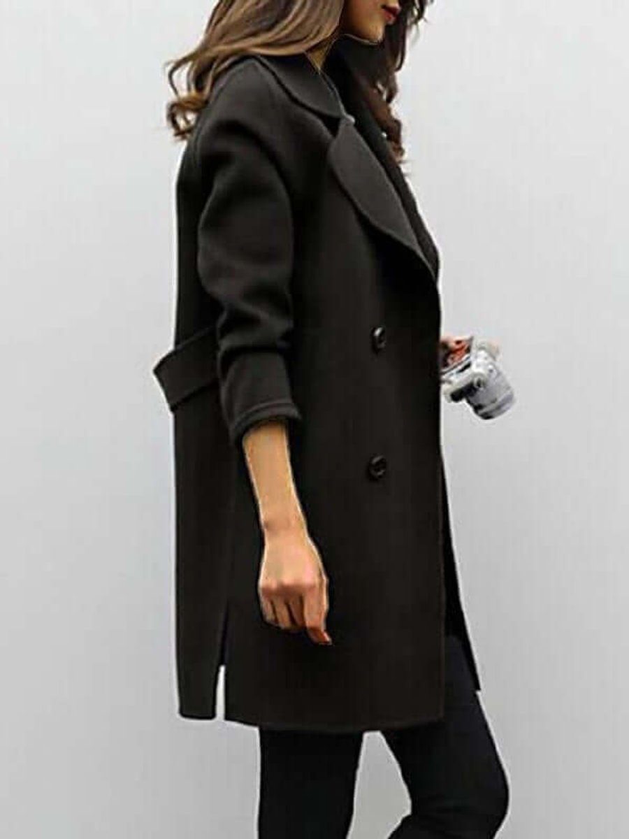 Grace Lange Wollen Trenchcoat met Knoopsluiting