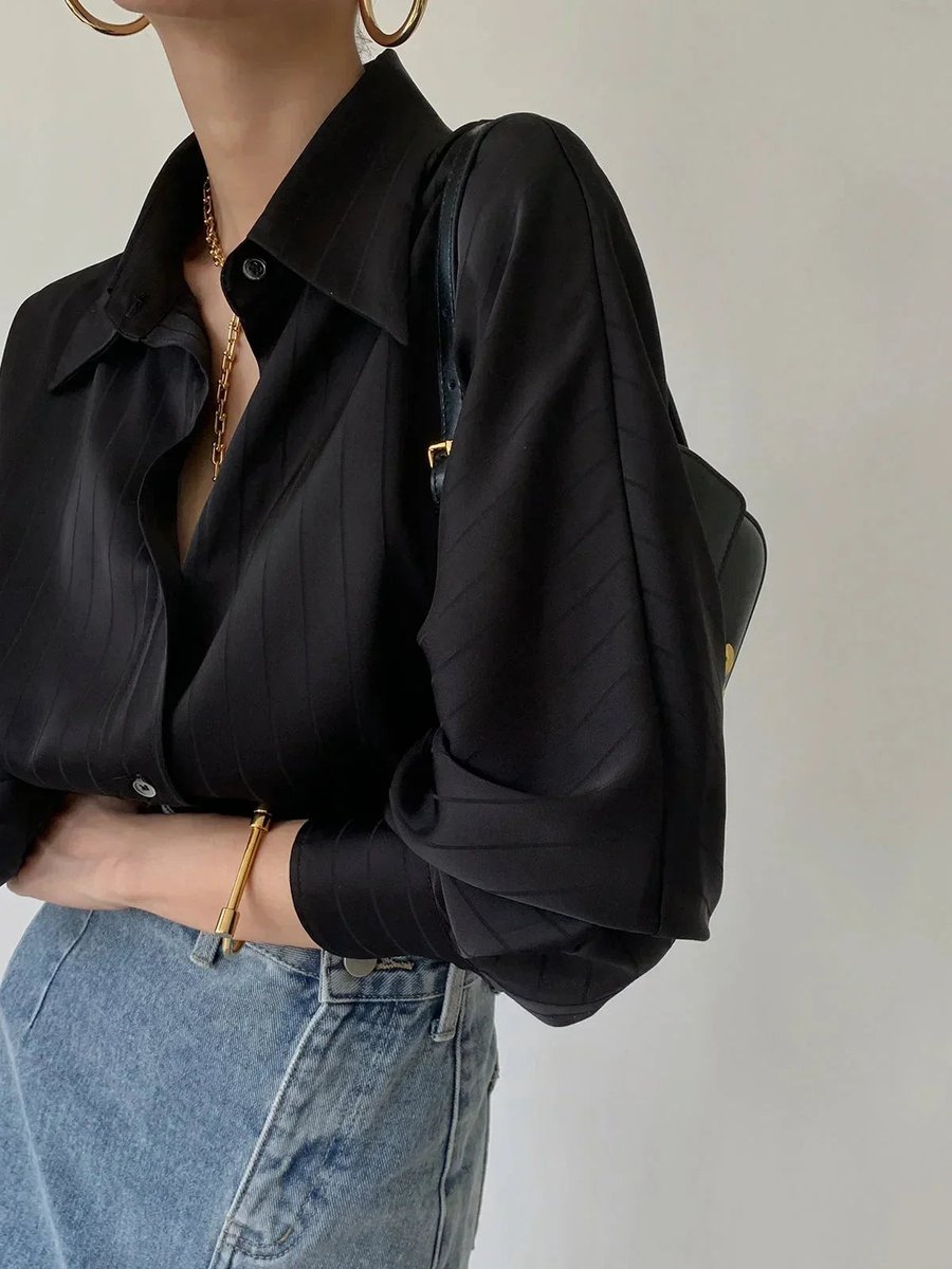 Sophie Lange Satijnen Blouse met Streepdessin