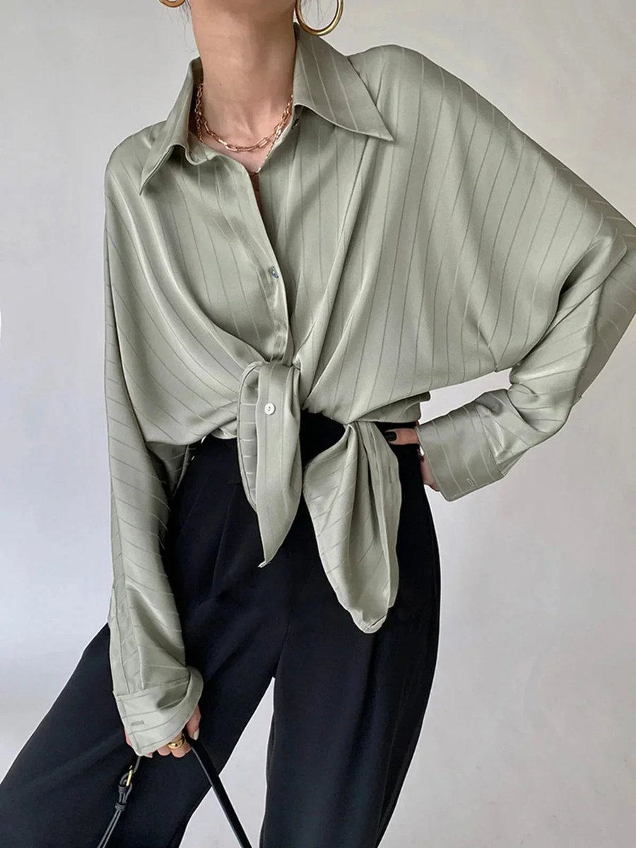Sophie Lange Satijnen Blouse met Streepdessin